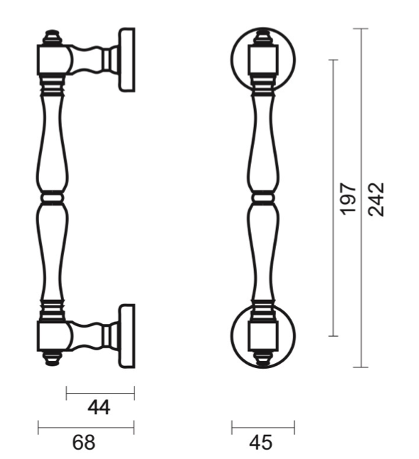HDD Pro voordeurgreep Trekker 1700 brons detail
