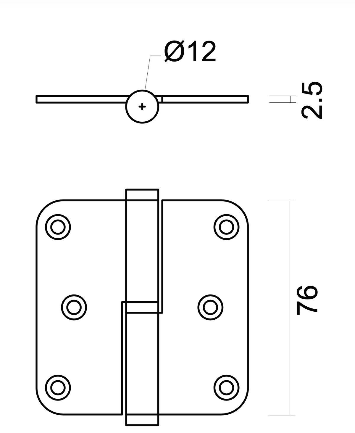 HDD paumelle 76x76 mm mat brons – productafbeelding