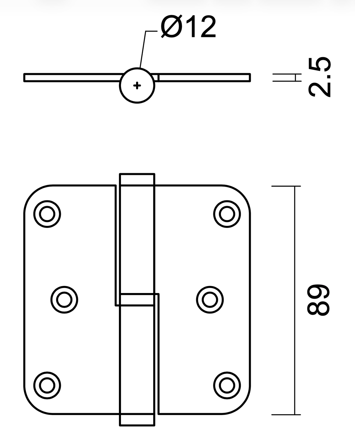 HDD paumelle 76x76 mm mat brons – zijaanzicht