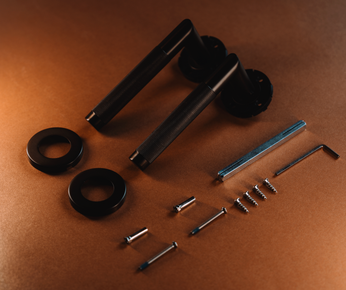 HDD Pro deurkruk Hashtag mat brons op rond rozet - productafbeelding