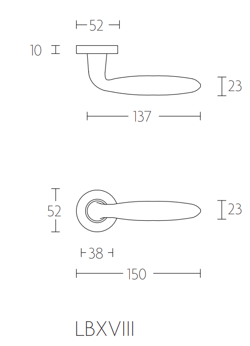 Formani BASICS LB18H gatdeel met ronde rozet mat zwart - zijaanzicht