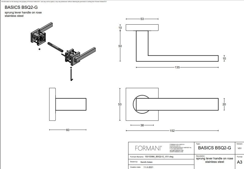 Formani achterdeurset BSQ kruk/kruk Mat Zwart SKG3, detail