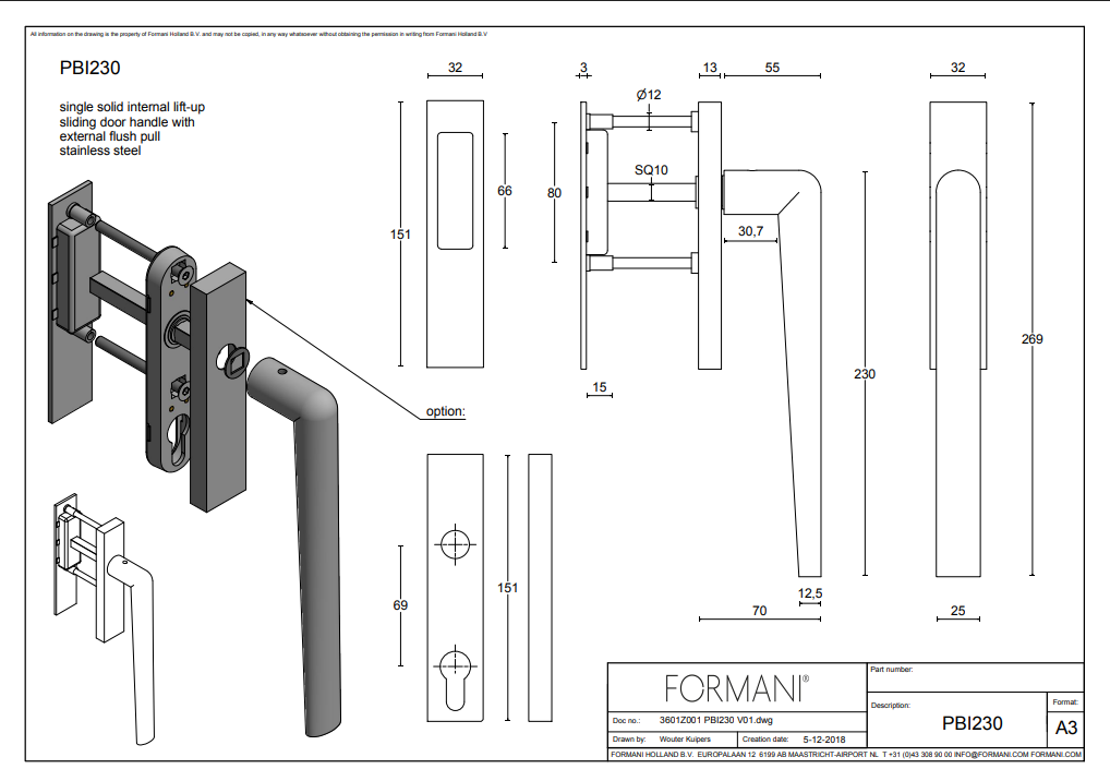 Formani INC PBI230 hefschuifdeurbeslag – productfoto