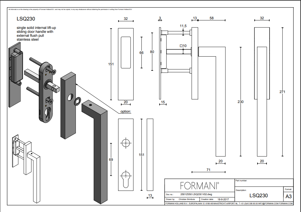 Formani SQUARE LSQ230 hefschuifdeurbeslag – productdetail