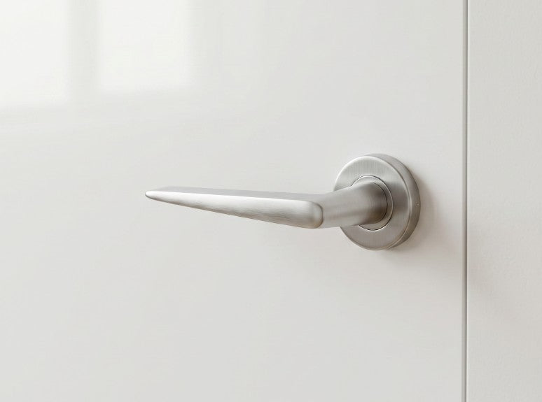 Formani BASICS LB21H deurkruk RVS mat op ronde rozet - detail