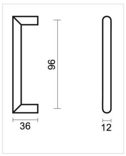 HDD Pro Urg meubelgreep 12/096 mm Zwart – productafbeelding met maatvoering