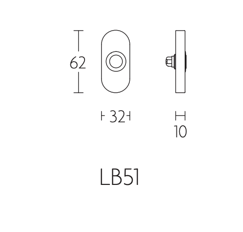 Formani Basics LB51 deurbel ovaal brons werktekening met afmetingen