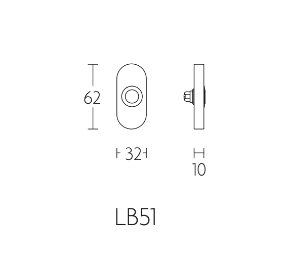 Formani BASICS LB51 deurbel – werktekening met maatvoering