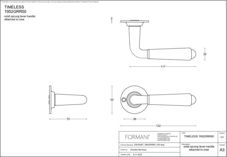 FORMANI 1952GRR50 deurkruk glans nikkel detail