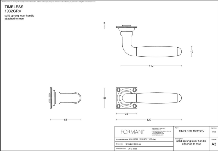 Formani 1932GRV deurkruk glans nikkel (detail)