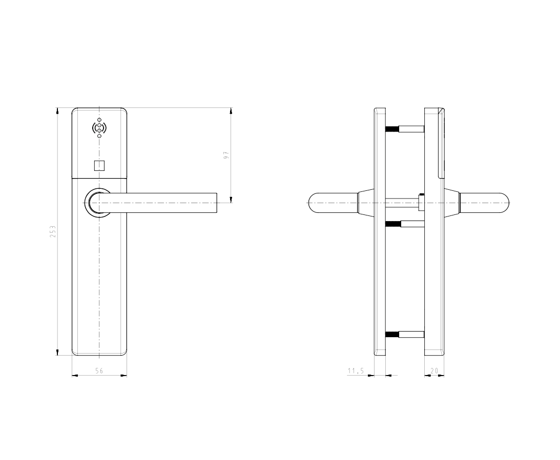 DOM Tapkey Guard S Wideline zilver digitaal veiligheidsbeslag – geopend