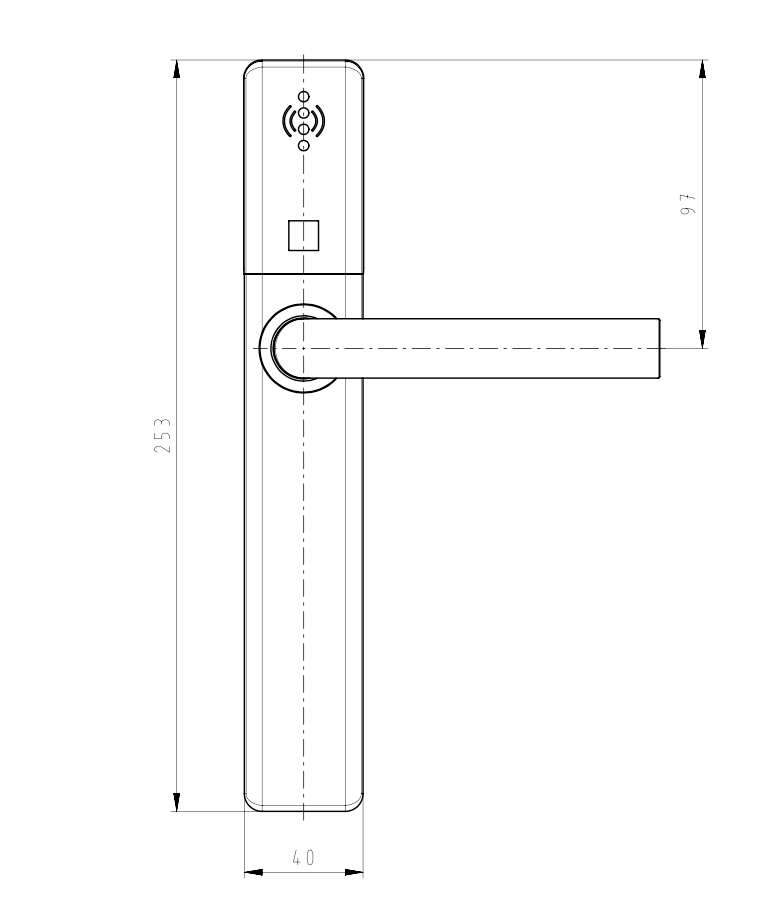 DOM Tapkey Guard S Slimline Blind zilver digitaal beslag – geopend