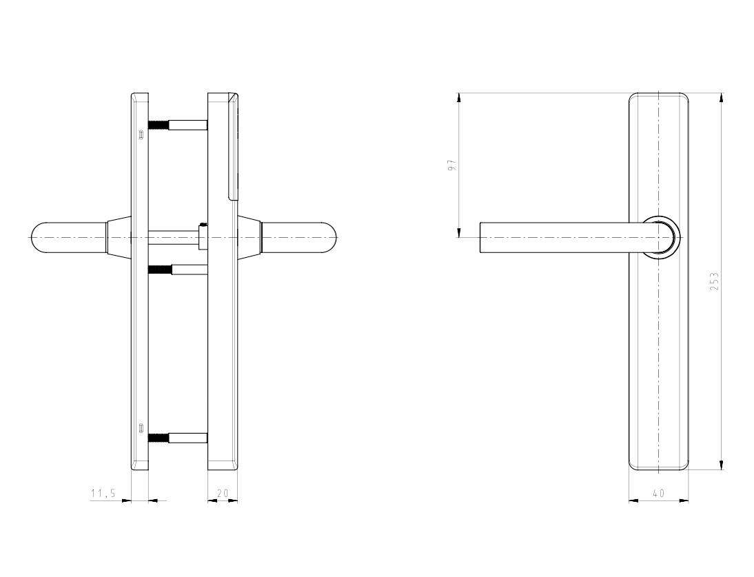 DOM Tapkey Guard S Slimline Blind zilver digitaal beslag – binnenzijde