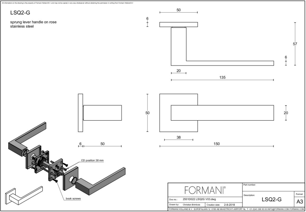 Formani LSQ2-G deurkruk mat RVS detail
