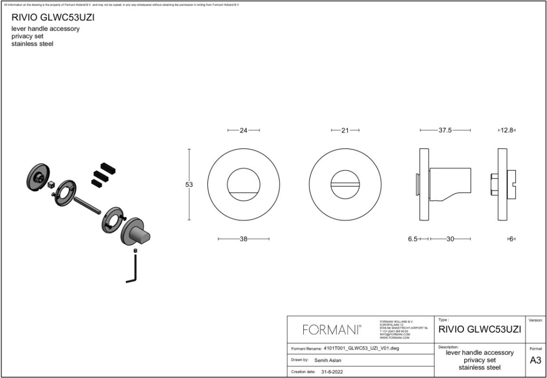 FORMANI toiletgarnituur RIVIO PVD mat goud – detail
