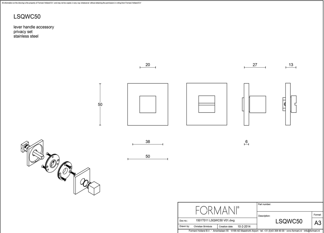 Formani toiletgarnituur mat roestvast staal – RIBBON LSQWC50 (detail)