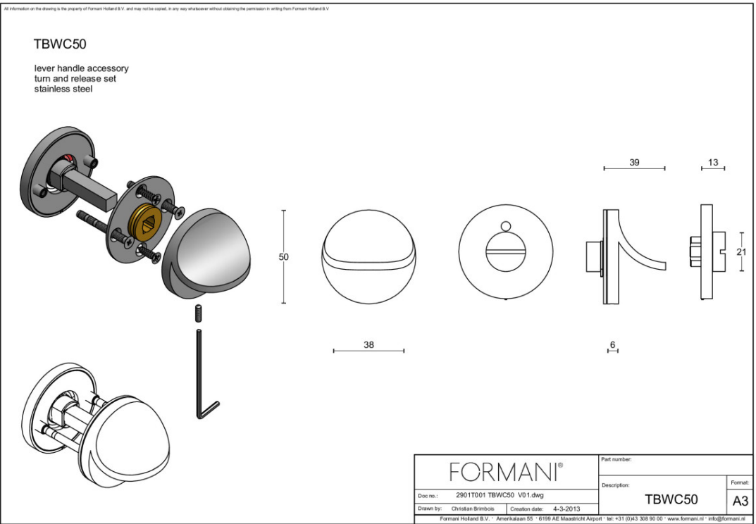 Formani toiletgarnituur mat roestvast staal – FOLD TBWC50 (detail)
