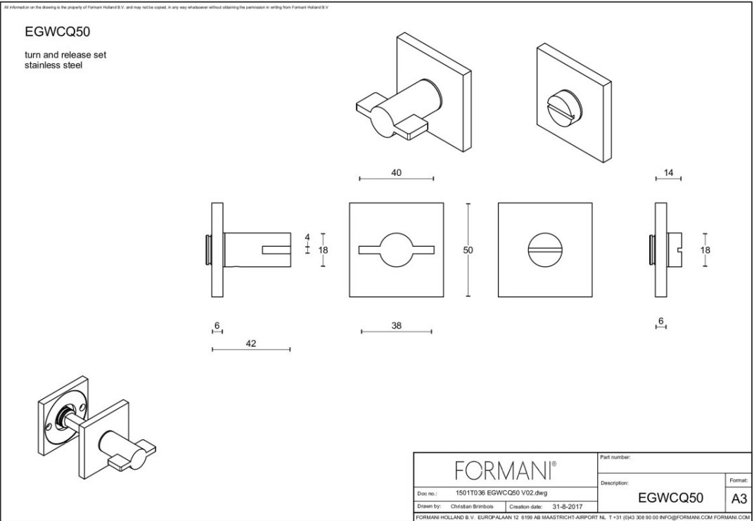 Formani toiletgarnituur mat roestvast staal – EDGY EGWCQ50 (detail)