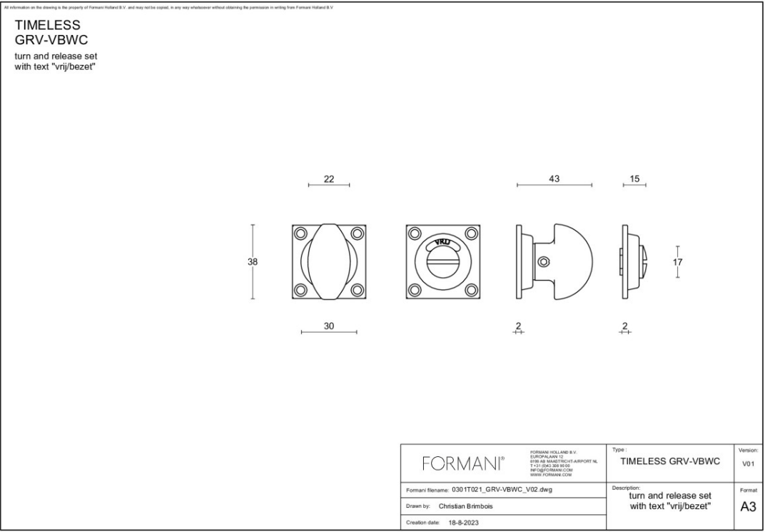 Formani toiletgarnituur mat nikkel – TIMELESS GRV-VBWC (detail)