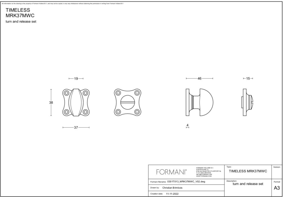 Formani toiletgarnituur glans nikkel TIMELESS MRK37MWC – detail