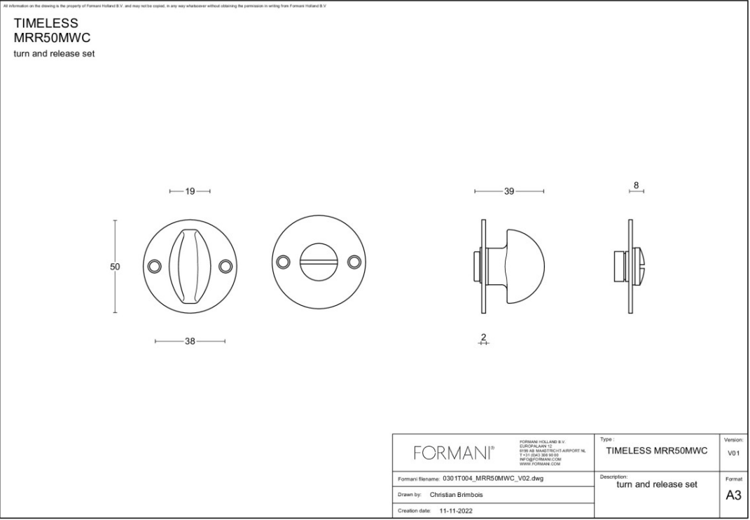 Formani toiletgarnituur mat nikkel TIMELESS MRR50MWC – detail
