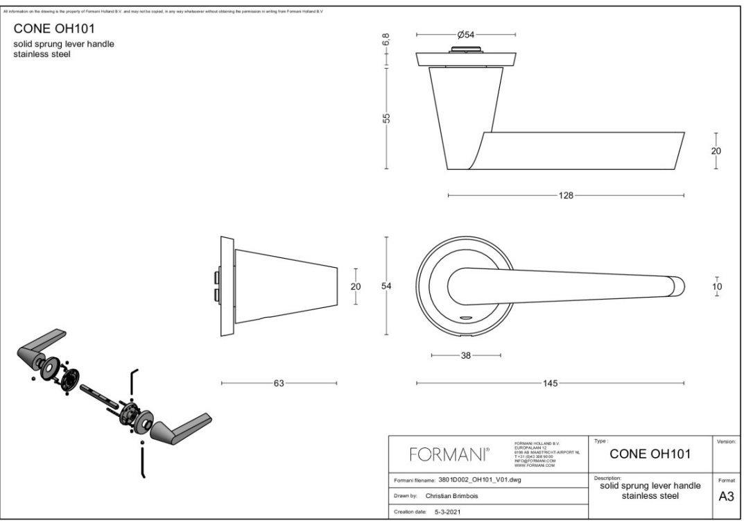 Formani OH101-G deurkruk PVD mat zwart – detail