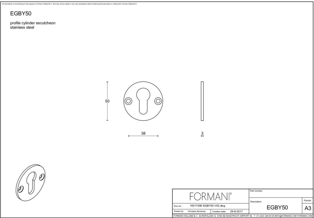 Formani cilinderrozet EGBY50 mat zwart – detail