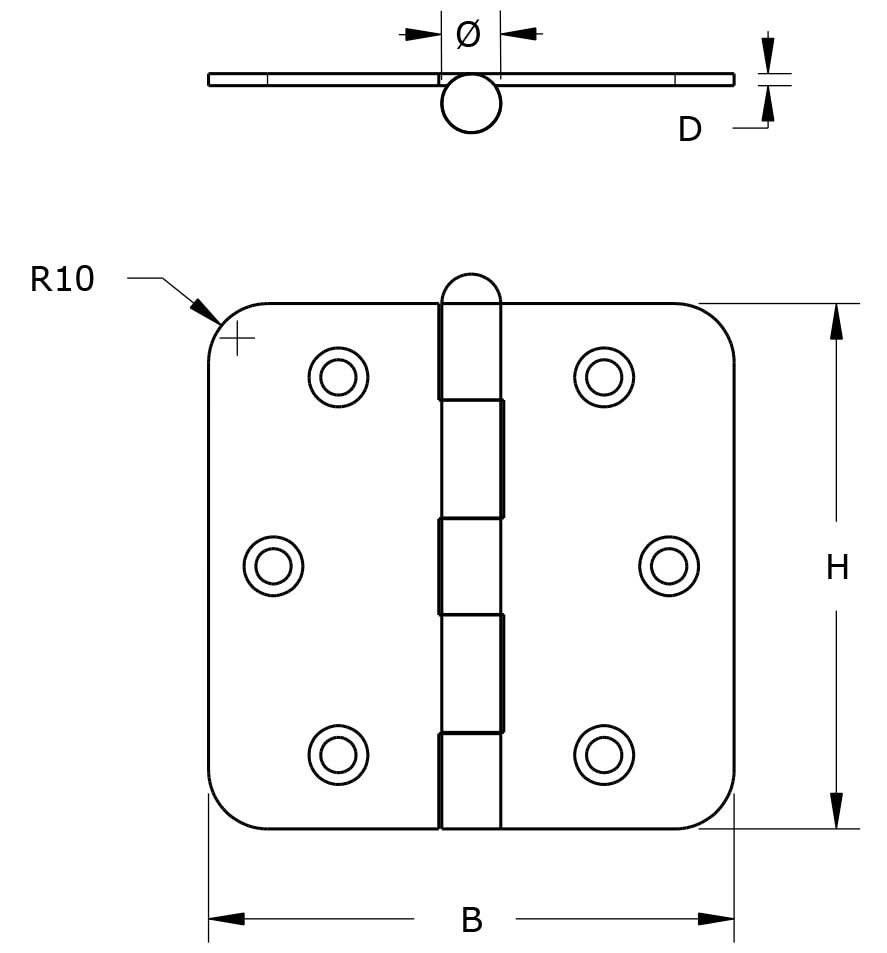 Dulimex scharnier 76x76 mm RVS geborsteld detail
