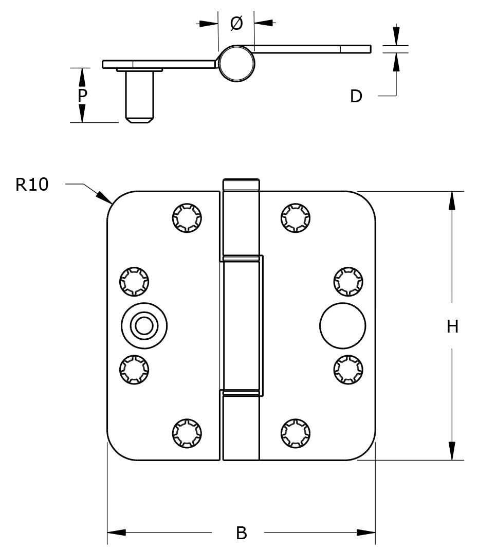 Dulimex glijlagerscharnier 89x89 mm zwart gelakt SKG*** – productweergave