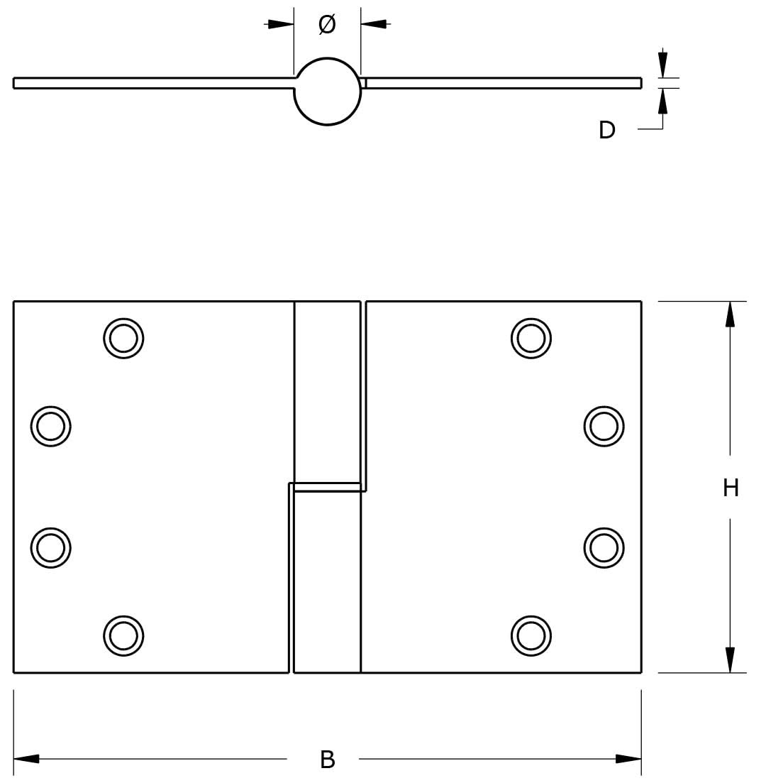 DX kogelstiftpaumelle kantellaaf 125x89 mm technische tekening