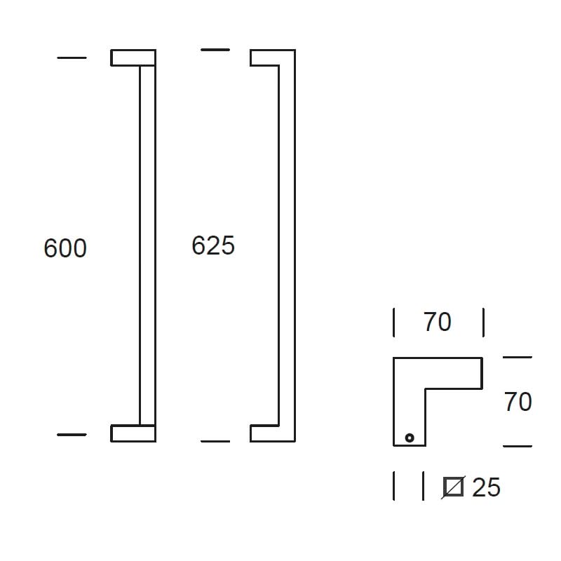 Hardbrass voordeurset Denver S 600 vierkant zwart – detail 1