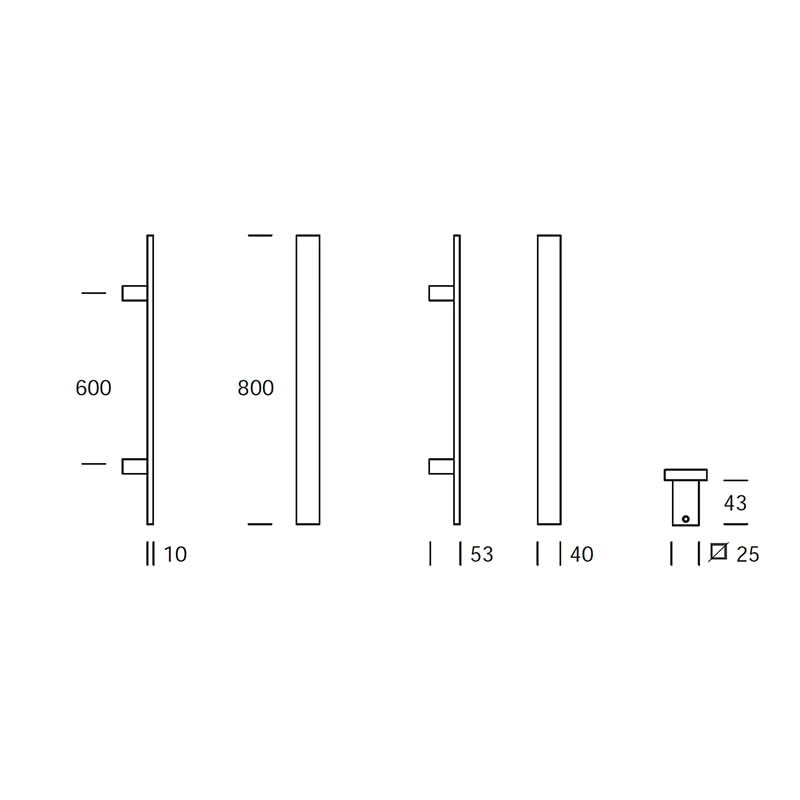 Hardbrass voordeurset Miami 800 vierkant zwart – detail 1