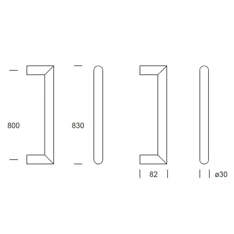 Hardbrass voordeurset Nairobi 800 RVS geborsteld detail
