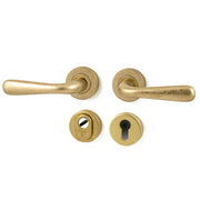 Hardbrass achterdeurset Silvia in messing getrommeld, detailweergave