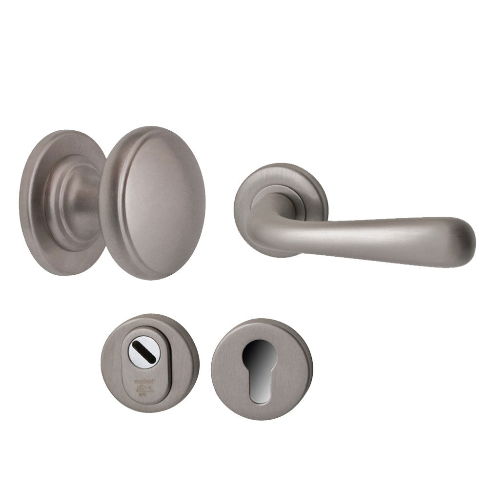 Hardbrass voordeurset Pragma/Silvia SKG3 PVD INOX vooraanzicht