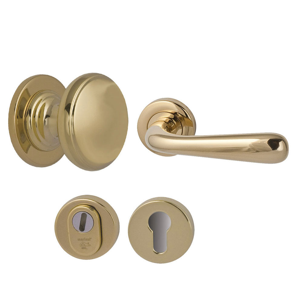 Hardbrass voordeurset Pragma/Silvia SKG3 PVD Messing vooraanzicht