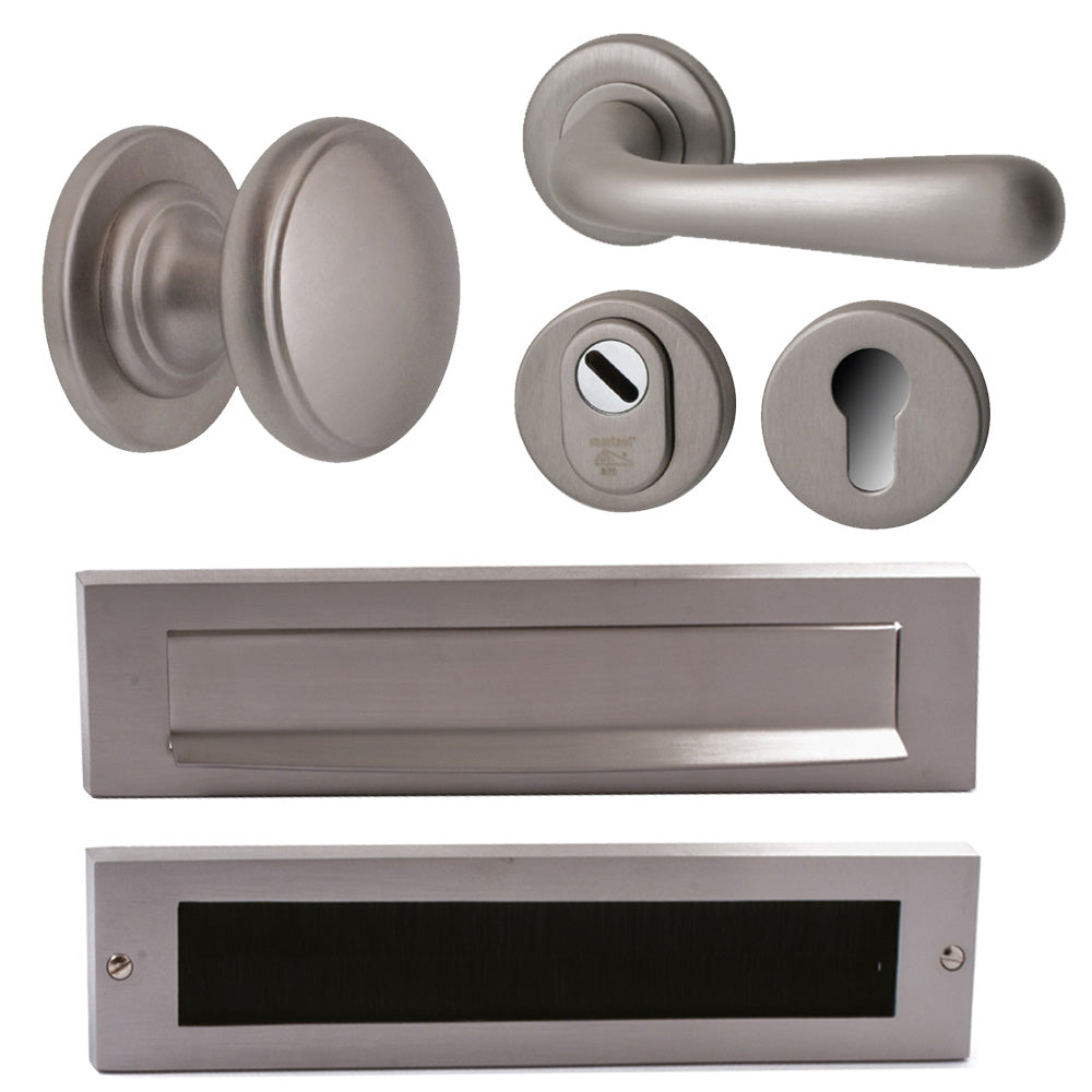 Hardbrass voordeurset rond PVD inox detail 8