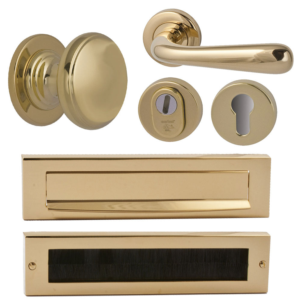 Hardbrass voordeurset rond messing detail 13