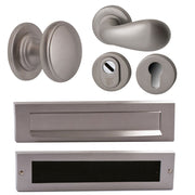 Hardbrass voordeurset Pragma/Olympia PVD INOX vooraanzicht