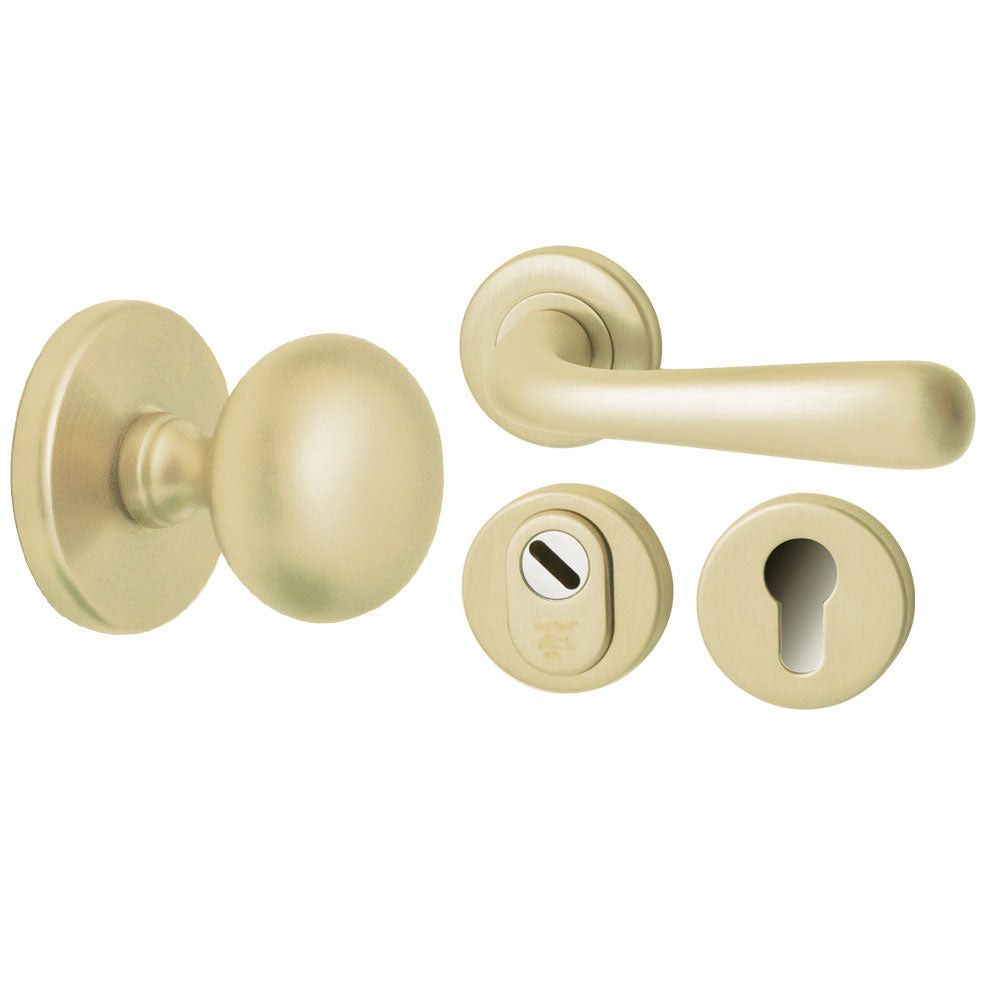 Hardbrass voordeurset Iris/Silvia PVD Champagne Goud detail