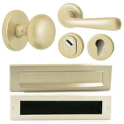 Hardbrass voordeurset Iris/Silvia PVD Champagne Goud vooraanzicht