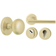 Hardbrass voordeurset Iris/Sara PVD champagne goud vooraanzicht