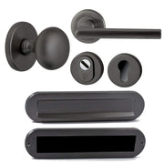 Hardbrass voordeurset Iris/Sara PVD gun metal vooraanzicht
