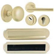 Hardbrass voordeurset Iris/Sara PVD champagne goud vooraanzicht