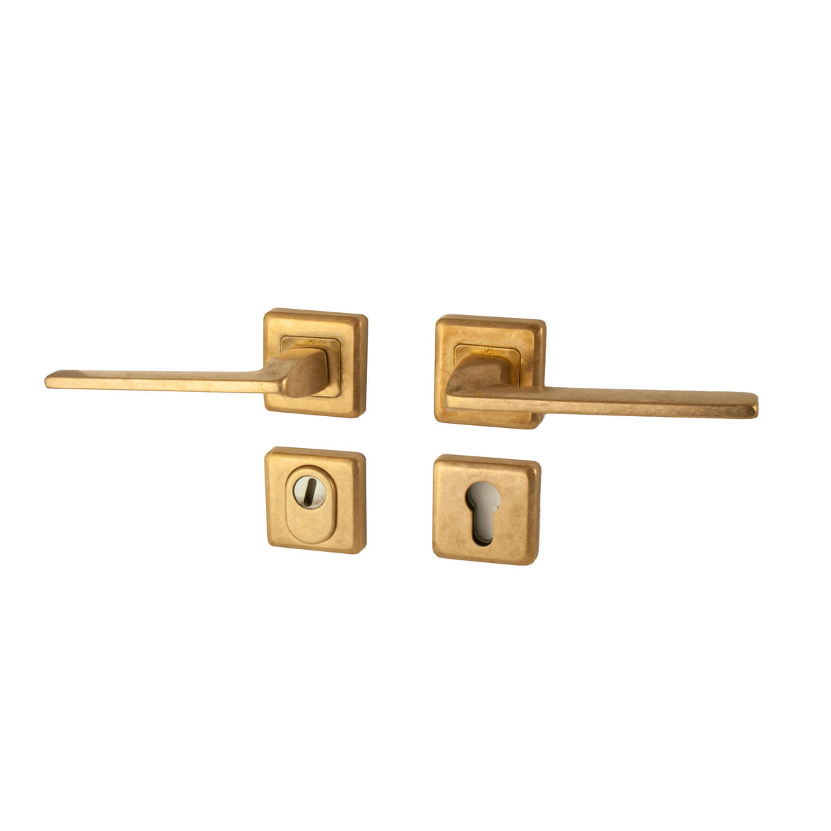 Hardbrass achterdeurset Zenith SKG3 messing getrommeld vooraanzicht