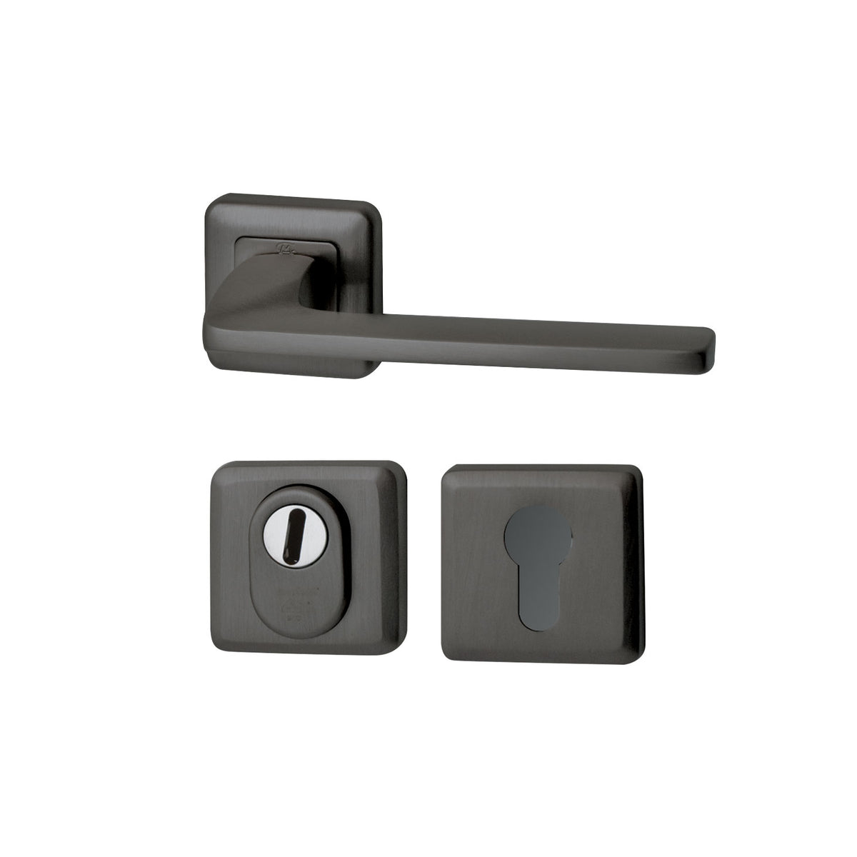 Hardbrass achterdeurset Zenith SKG3 PVD gun metal vooraanzicht
