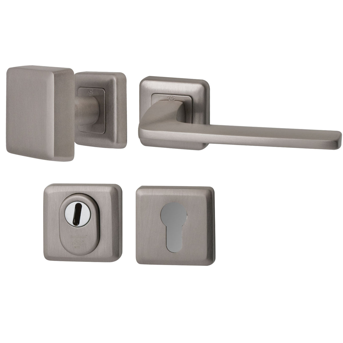 Hardbrass voordeurset Charley/Zenith PVD INOX vooraanzicht