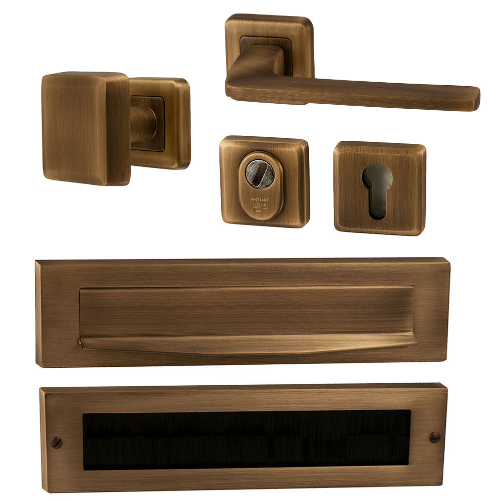 Hardbrass voordeurset Charley/Zenith Mat Brons detail