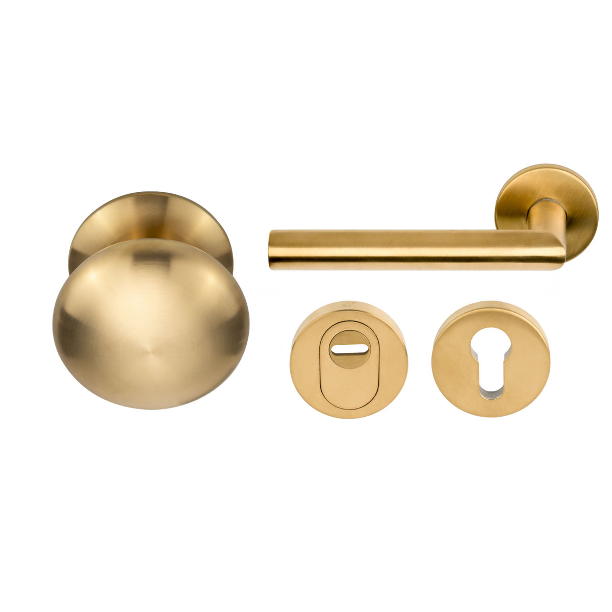 Formani voordeurset knop/kruk LB2-19 mat goud PVD SKG3 – zijaanzicht