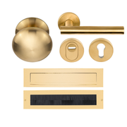 Formani Complete Voordeurset knop/kruk Mat Goud PVD LB7-19 SKG3 – vooraanzicht